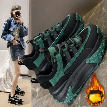 Woman Fashion Vulcanize Shoes Warm High Top Sneakers 2023 Autumn Platform Sneakers Mesh Ladies Footwear Casual Ladies Footwear - Eloy Royal