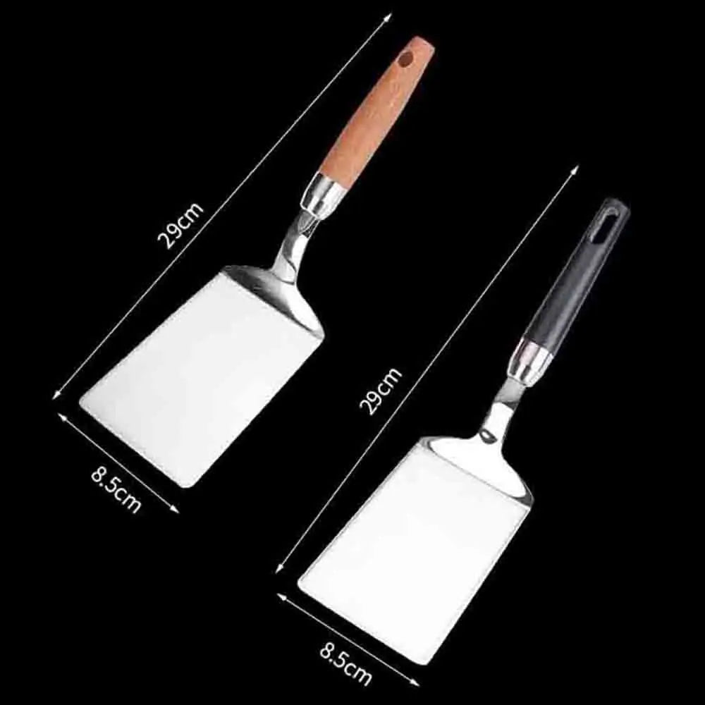 Widen Wooden Handle Stainless Steel Easy Cleaning Wide-Application Kitchenware Pastry Spatula Fried Shovel BBQ Tools - Eloy Royal