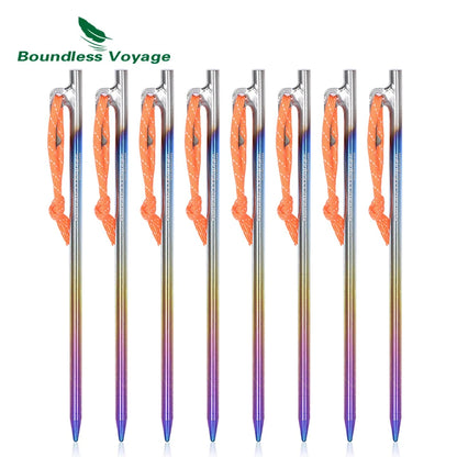 Boundless Voyage Titanium Alloy Tent Pegs Heavy Duty Nails Camping Stakes Hard Ground Pins 20cm 24cm 30cm 35cm 40cm Storage Bag - Eloy Royal