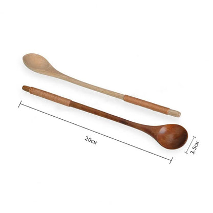 Soup Scoop Long Handle Deluxe Wooden Stirring Spoon Nature Pure Spoon Teaspoon Catering Kids Spoon Kitchenware Kitchen Supply - Eloy Royal