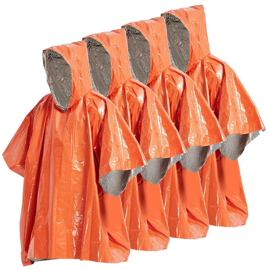 4/8pcs Emergency Rain Poncho Thermal Blanket Poncho Weather Proof Outdoor Survival Camping Gear Survival Gadgets