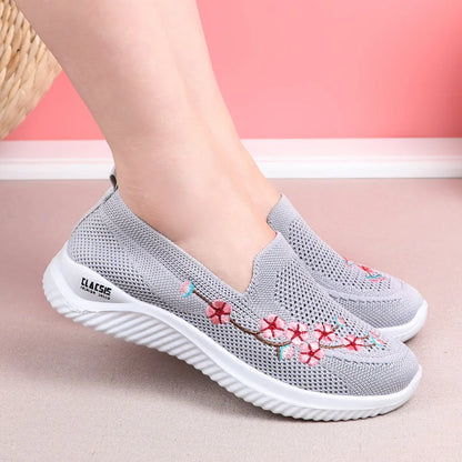 Shoes Women Sneakers Mesh Breathable Floral Comfort Mother Soft Solid Color Fashion Female Footwear Lightweight Shoes for Women - Eloy Royal