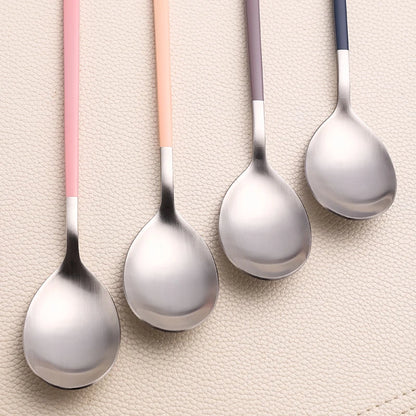 8Pcs Tableware Set Stainelss Steel Cutlery Set Korean Spoons Chopsticks Dinner Set Kitchenware Dinnerware Set Spoon Cutlery Set - Eloy Royal