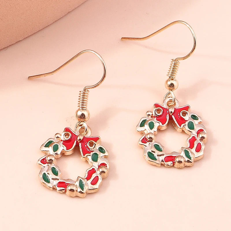 New Fashion Mix Styles Merry Christmas Drop Earrings for Women Christmas Tree Deer Santa Dangle Earrings New Year Jewelry Gifts