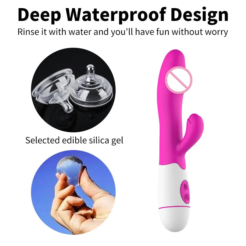 Rabbit Vibrator for Women Vagina G-Spot Nipple Clitoris Stimulator Thrusting Telescopic Rotating Dildo for Adult Sexy Toys - Eloy Royal