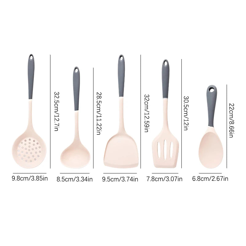 5pcs/set Kitchen Utensils Set Non-stick Kitchenware Cooking Tools Spoon Soup Ladle Spatula Shovel Tools Gadget Accessories - Eloy Royal