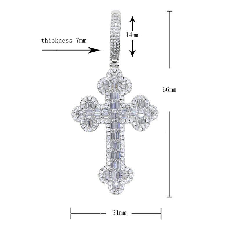 Men Women Hip Hop Cross Pendant Necklace Full Paved Sparking Cubic Zircon Rope Chain Iced Out Bling CZ Jewelry Fashion Gift - Eloy Royal