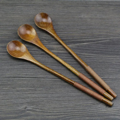 Soup Scoop Long Handle Deluxe Wooden Stirring Spoon Nature Pure Spoon Teaspoon Catering Kids Spoon Kitchenware Kitchen Supply - Eloy Royal