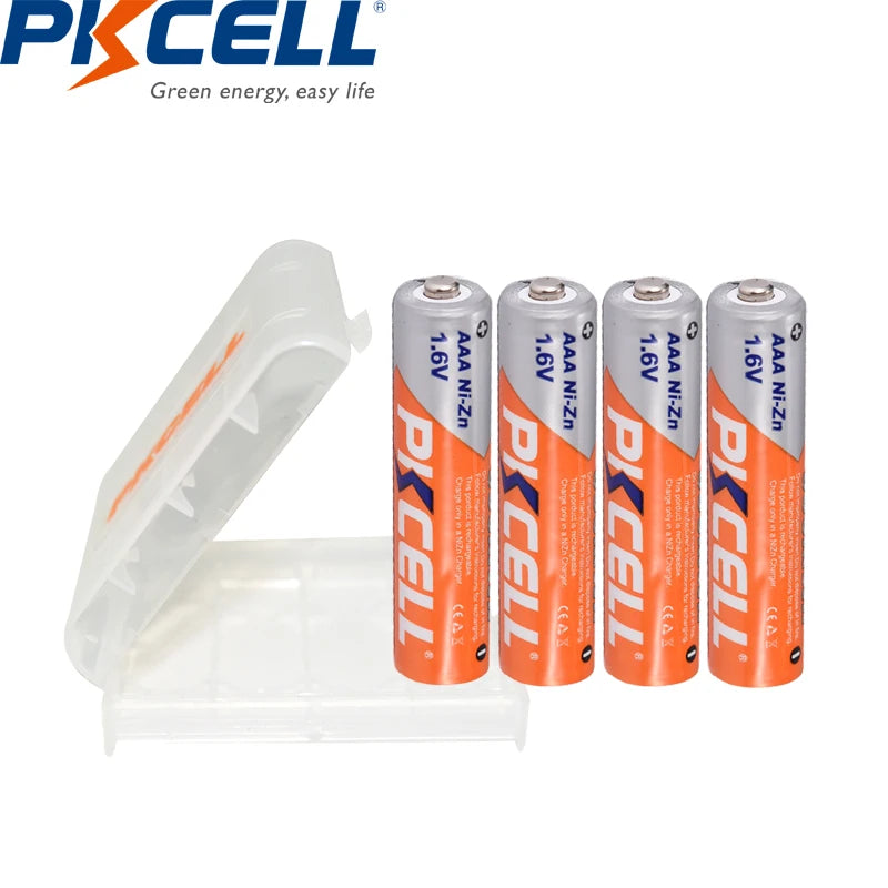 4PC PKCELL AAA Battery 900mWh 1.6V Ni-Zn AAA Rechargeable Batteries For Flashlight toys With 1Pcs Battery Box for AA AAA Battery - Eloy Royal