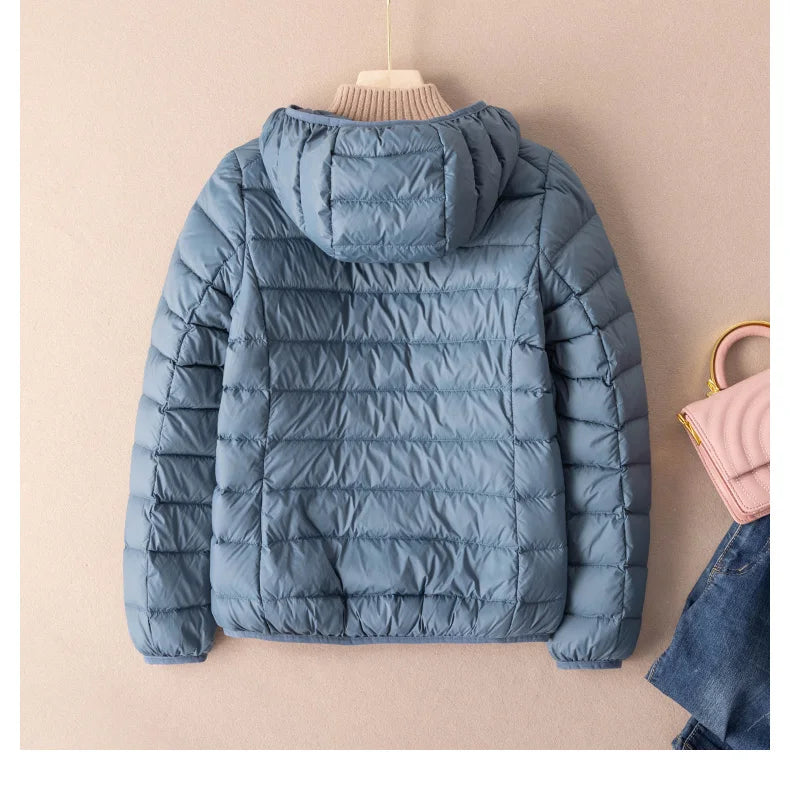 Women Autumn Down Jacket 2022 New Arrivals  90%  White Duck Down Ultra Light Fashion Hooded Keep Warm  Puffer Jacket