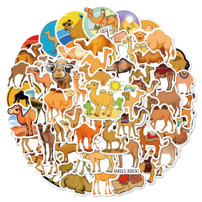 10/60Pcs Desert Camel Cartoon Animal Stickers DIY Phone Laptop Luggage Skateboard Graffiti Scrapbook Decals Fun for Kid Toy Gift