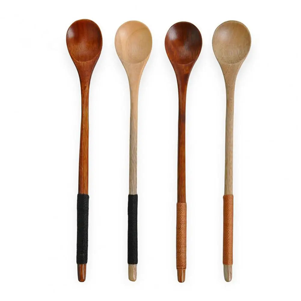 Soup Scoop Long Handle Deluxe Wooden Stirring Spoon Nature Pure Spoon Teaspoon Catering Kids Spoon Kitchenware Kitchen Supply - Eloy Royal