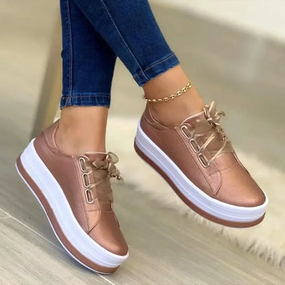 New Design Women Sneakers PU Leather Shine Fashion Shoes Women Thick Bottom Sneakers Women Footwear Size 36-43 - Eloy Royal