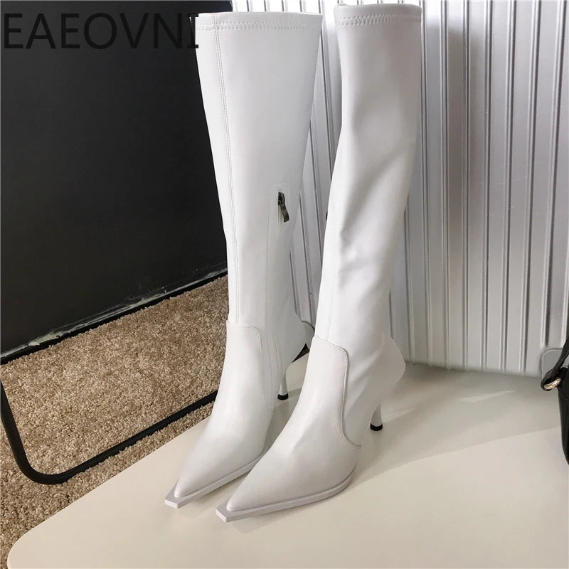 Winter High Boots For Women Fashion Street Style Pointed Toe Long Boots Female High Heel Women's Footwear - Eloy Royal