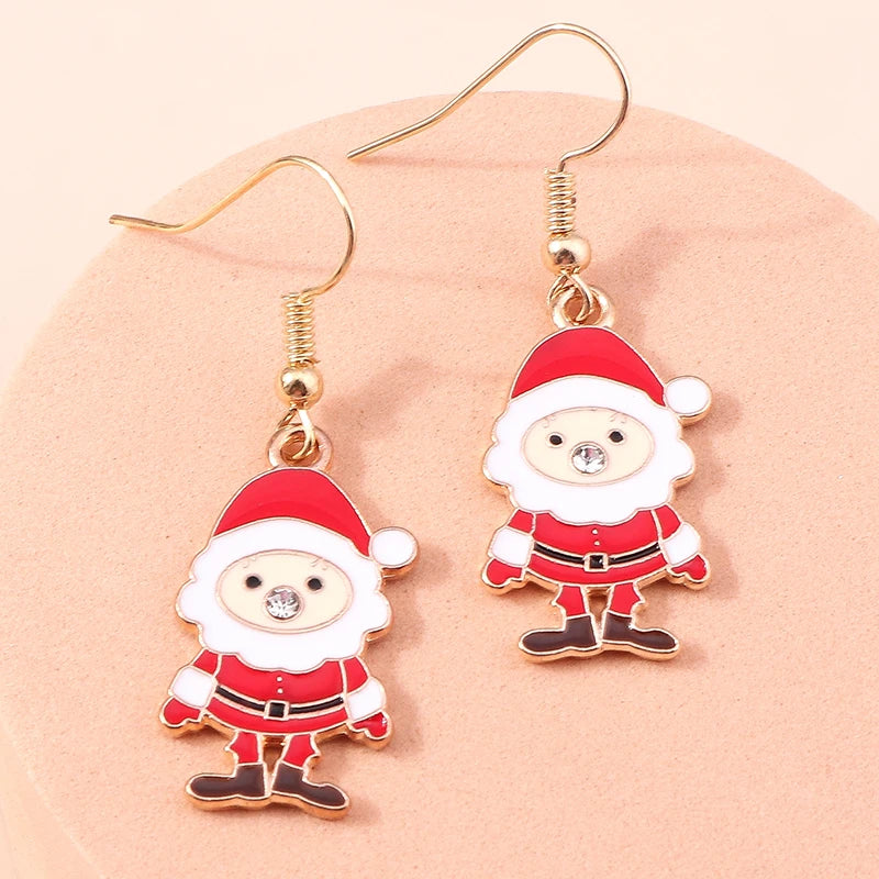 New Fashion Mix Styles Merry Christmas Drop Earrings for Women Christmas Tree Deer Santa Dangle Earrings New Year Jewelry Gifts