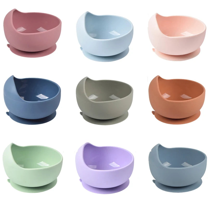 28Colors Baby Silicone Suction Bowls for Kids Waterproof Baby Feeding Tableware Spoon Children Dishes Kitchenware Infant Plates - Eloy Royal