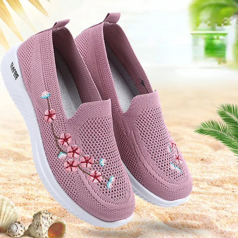 Shoes Women Sneakers Mesh Breathable Floral Comfort Mother Soft Solid Color Fashion Female Footwear Lightweight Shoes for Women - Eloy Royal