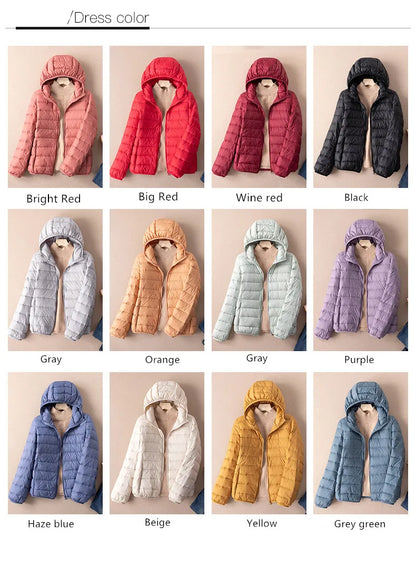 Women Autumn Down Jacket 2022 New Arrivals  90%  White Duck Down Ultra Light Fashion Hooded Keep Warm  Puffer Jacket