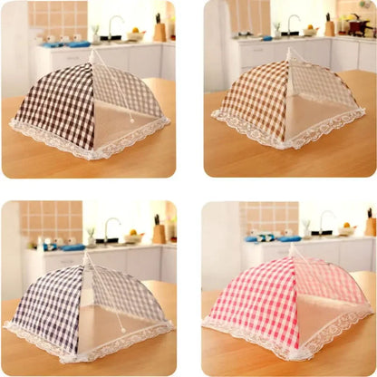 33CM Kitchen Folded Food Cover Umbrella Half Clear Mesh Hygiene Grid Food Dish Cover Kitchenware covering Cap Dirt dust prevent - Eloy Royal