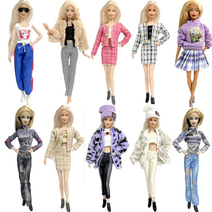 NK 1 Pcs Fashion Dress Outfit Casual Wear Shirt Party Skirt  Modern Clothes For Barbie Doll Accessories  DIY Dollhouse Toys JJ - Eloy Royal