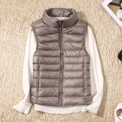 New Women Sleeveless Women Slim Ultra Light Down Jacket Girl Portable Lightweight Vests Windproof Warm Waistcoat