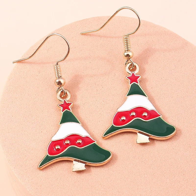 New Fashion Mix Styles Merry Christmas Drop Earrings for Women Christmas Tree Deer Santa Dangle Earrings New Year Jewelry Gifts