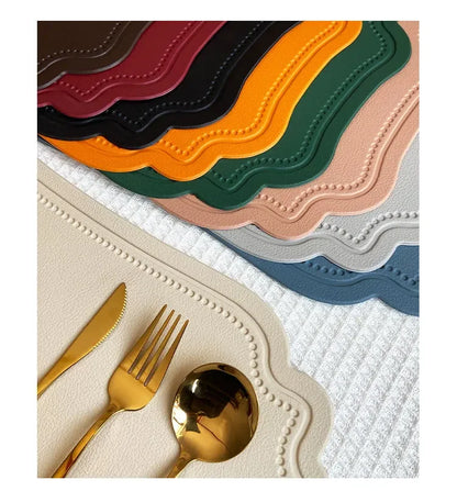 Irregular Tableware Pad Placemat Table Mat for Kitchen Dining Nordic Imitation Leather Insulation Waterproof Non-Slip Place Mats