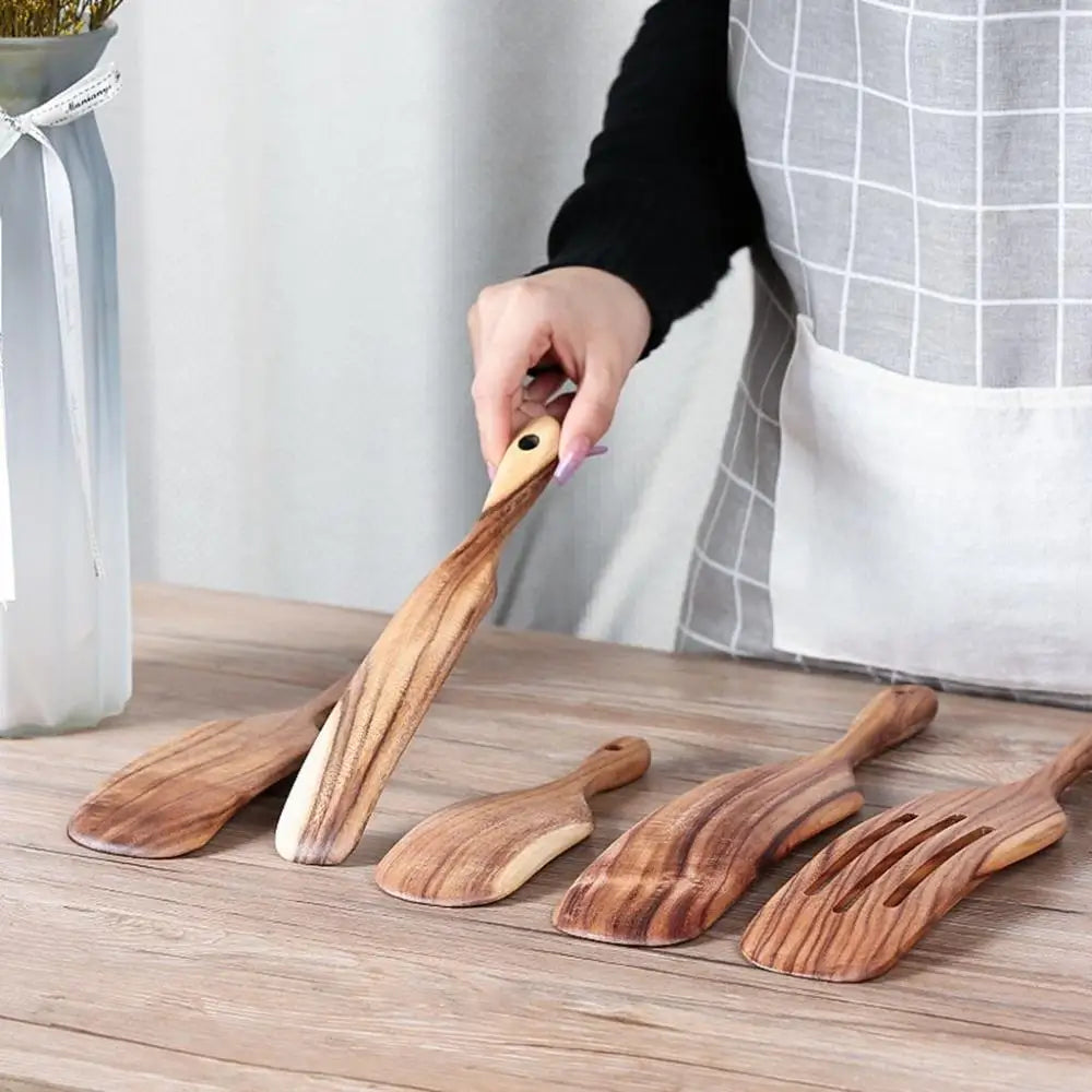 Wide Use Non-Stick Scoop Household Spoon Natural Wood Spatula Kitchenware Rice Spoon Tableware - Eloy Royal