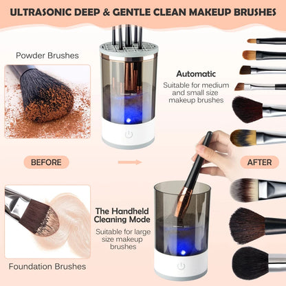 Makeup Brush Cleaner Machine Electric Makeup Brush Cleaner Automatic Makeup Brush Cleaner with Brush Cleaning Mat