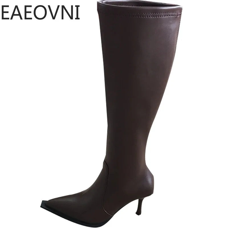 Winter High Boots For Women Fashion Street Style Pointed Toe Long Boots Female High Heel Women's Footwear - Eloy Royal