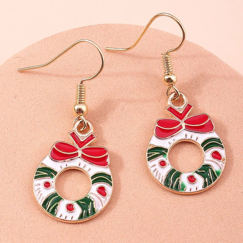 New Fashion Mix Styles Merry Christmas Drop Earrings for Women Christmas Tree Deer Santa Dangle Earrings New Year Jewelry Gifts