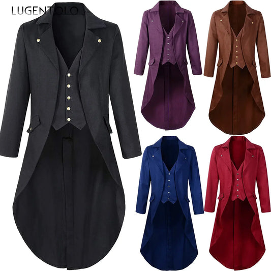 Men Steampunk Medieval Jacket Tuexdo Victorian Cosplay Costumes Single Breast Gentleman Vinatge Long Tailcoat Coat - Eloy Royal