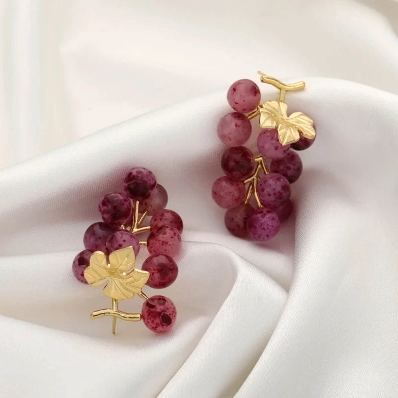 Grape Long Dangle Earrings Fruits Shaped Dangling Ear Rings Accessory