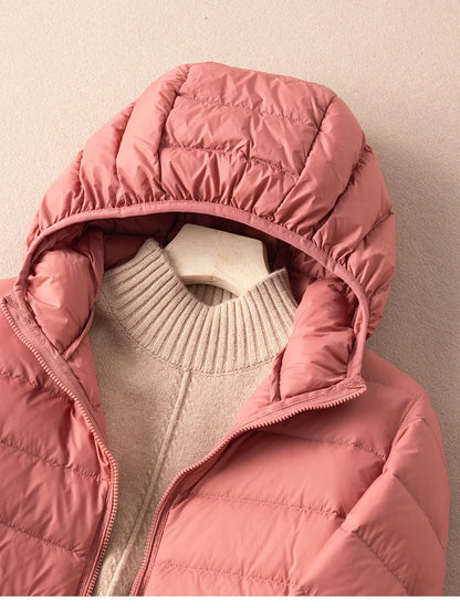 Women Autumn Down Jacket 2022 New Arrivals  90%  White Duck Down Ultra Light Fashion Hooded Keep Warm  Puffer Jacket