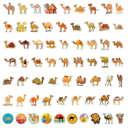 10/60Pcs Desert Camel Cartoon Animal Stickers DIY Phone Laptop Luggage Skateboard Graffiti Scrapbook Decals Fun for Kid Toy Gift