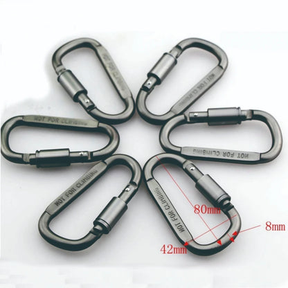 Tactical D Keychain Shape Hook Buckle Clip Climbing Army Carabiner Hanging fit Outdoor Silver camping survival edc - Eloy Royal