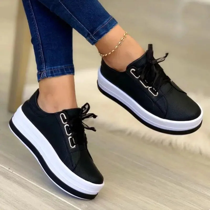 New Design Women Sneakers PU Leather Shine Fashion Shoes Women Thick Bottom Sneakers Women Footwear Size 36-43 - Eloy Royal