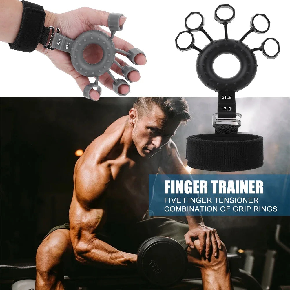 Silicone Adjustable Finger Extensor Exerciser Gripper Finger Strengthener with Wristband Hand Muscle Trainer for Climbing Guitar - Eloy Royal