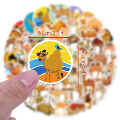 10/60Pcs Desert Camel Cartoon Animal Stickers DIY Phone Laptop Luggage Skateboard Graffiti Scrapbook Decals Fun for Kid Toy Gift