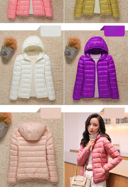 New Fashion Female Cold Jacket Women Winter Light White Duck Down Jacket Slim Puffer Jacket Portable Windproof Down Coat