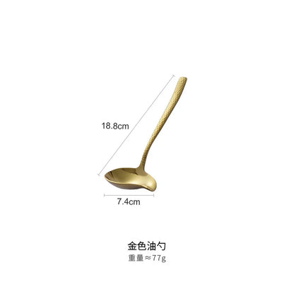 Gold Metal Soup Ladle Colander Set Kitchen Cookware Long Handle Soup Spoon Dinner Kitchenware Serving Spoon Utensil Tools - Eloy Royal