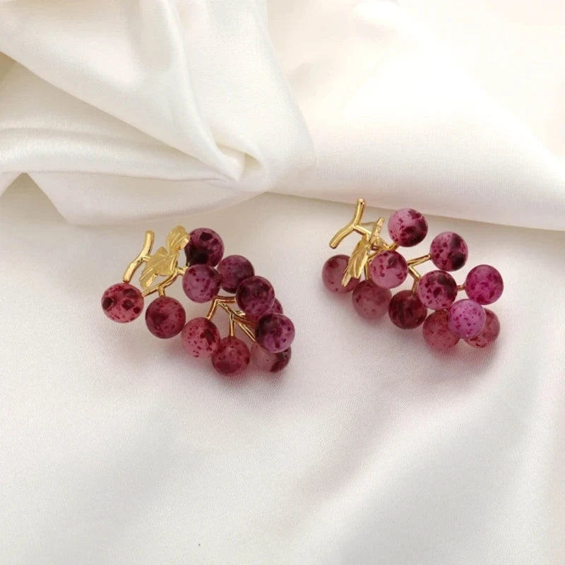 Grape Long Dangle Earrings Fruits Shaped Dangling Ear Rings Accessory