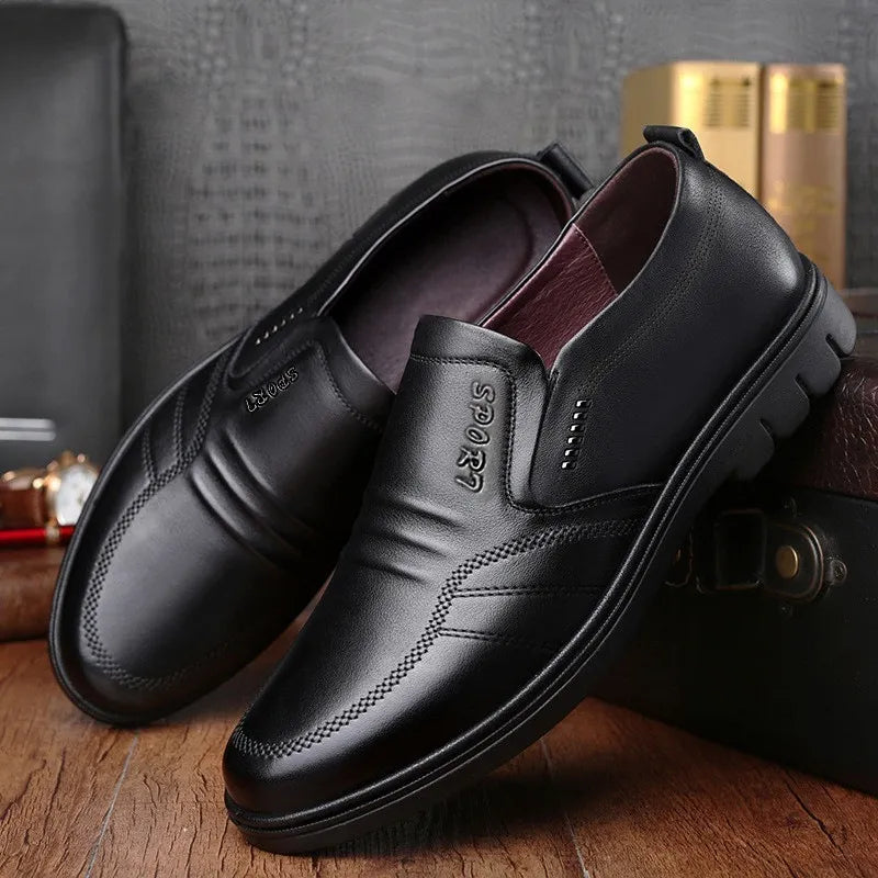 Man Sport Shoe Loafers Men Non-slip Leather Slip-on Black Driving Shoes Sneakers Male Dress Shoes Light Breathable Footwear Flat - Eloy Royal