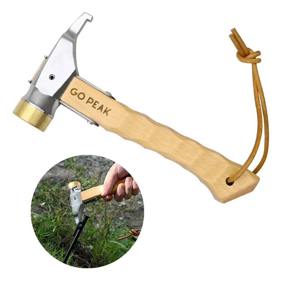 Camping Copper Hammer Portable Tent Nail Extractor Multifunctional Tool with Removable Lanyard Hiking Survival Equipment - Eloy Royal