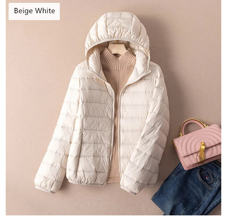 Women Autumn Down Jacket 2022 New Arrivals  90%  White Duck Down Ultra Light Fashion Hooded Keep Warm  Puffer Jacket