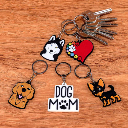 1PCS PVC Keychain Cute Animal Dog Shark Cats Frogs Keyring Kids Favor Toys Birthday Gift Custom Key Chain for Car Key Holder