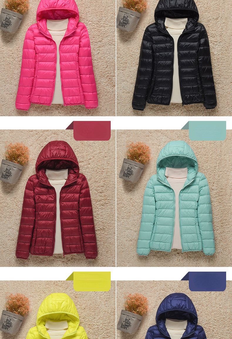 New Fashion Female Cold Jacket Women Winter Light White Duck Down Jacket Slim Puffer Jacket Portable Windproof Down Coat