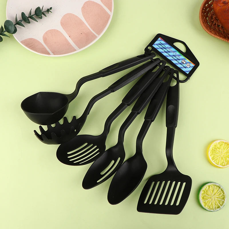 6Pcs Nylon Multifunction Black Shovel Spoon Soup Ladle Spatula Set Non-Stick Kitchenware Cooking Tools - Eloy Royal