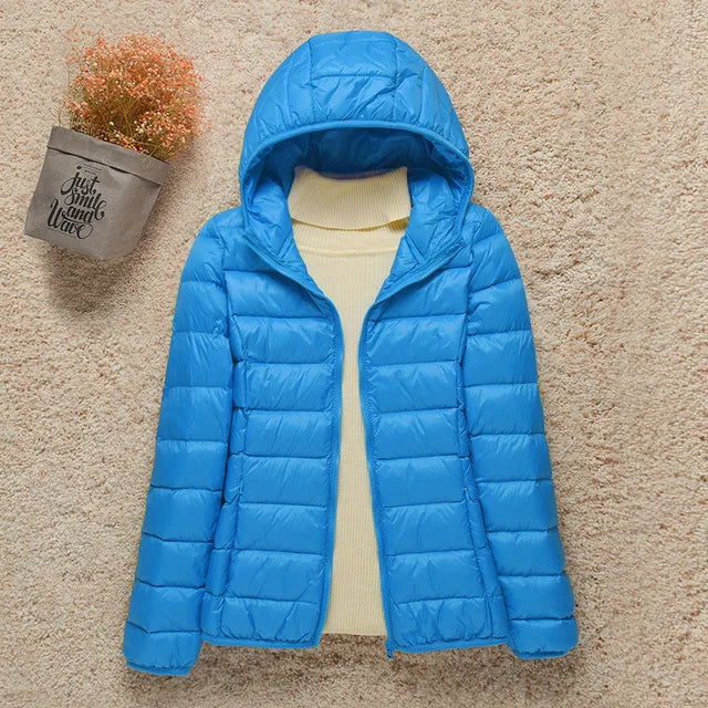 New Fashion Female Cold Jacket Women Winter Light White Duck Down Jacket Slim Puffer Jacket Portable Windproof Down Coat