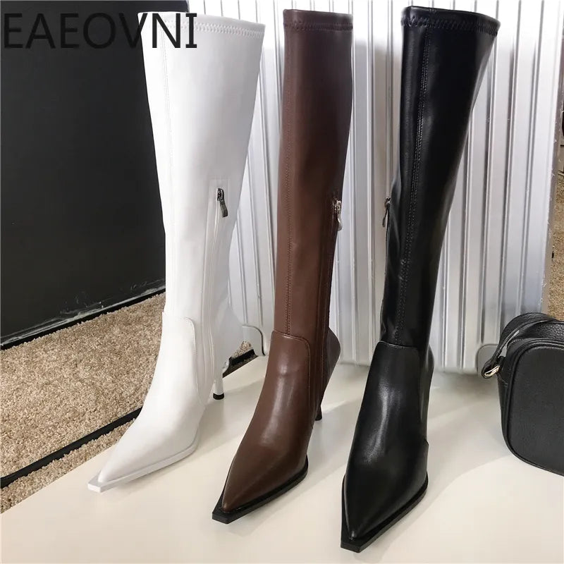 Winter High Boots For Women Fashion Street Style Pointed Toe Long Boots Female High Heel Women's Footwear - Eloy Royal